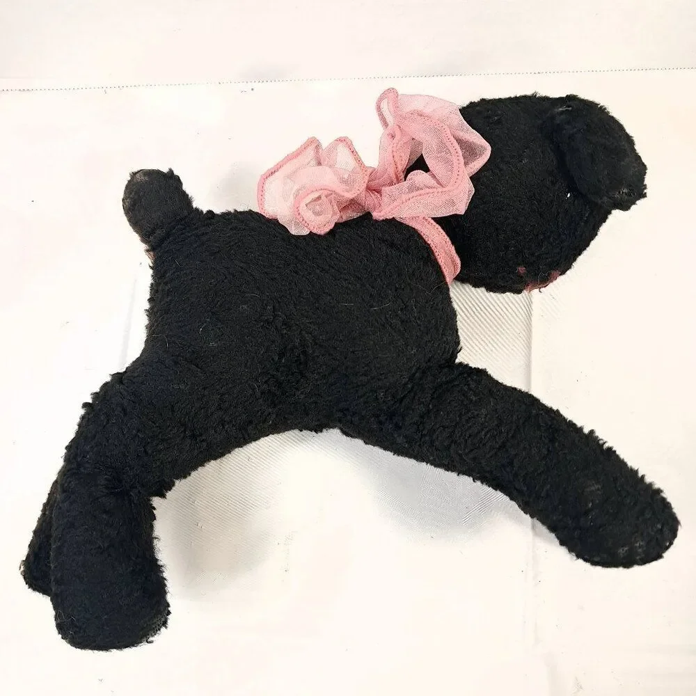 Vintage black lamb‎ plush sheep rustic sewn nose Stuffed Animal Toy homemade?  I
